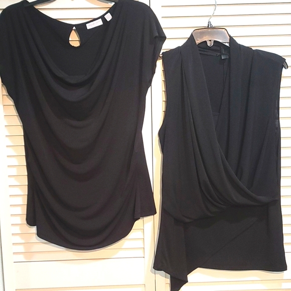 Black blouses bundle of 2 EUC polyester knit 2 for 1 price - Picture 1 of 8